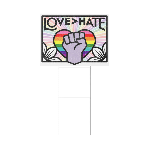 Copy of Love > Hate (Rainbow Version) Corrugated Plastic Yard Sign